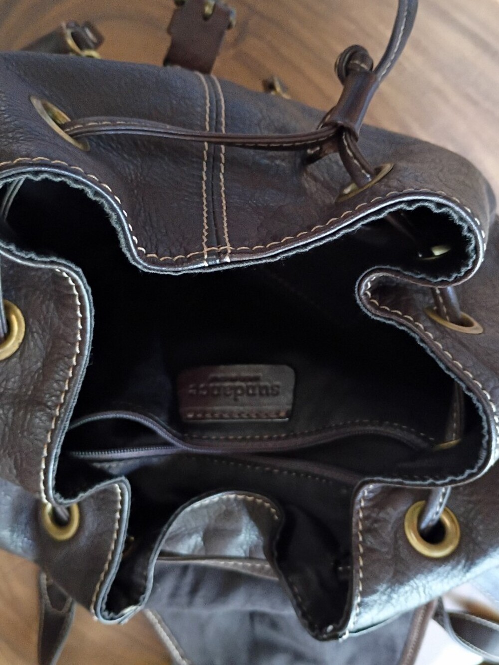 Sundance Living Catalog Italian Leather Tinley Backpack Zipper Buckle Brown - Picture 8 of 13